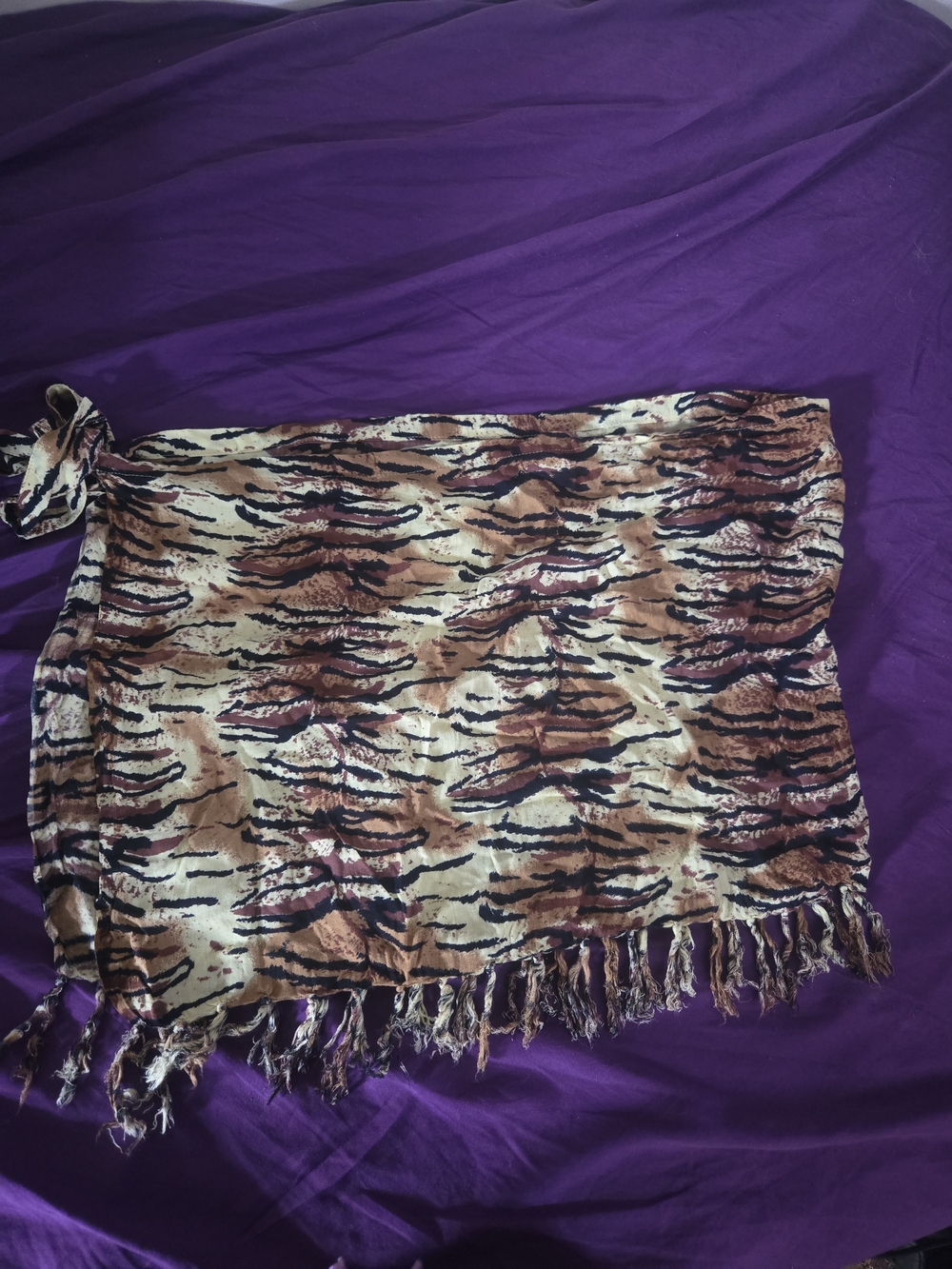 Wander Animal Print Fringe Swim Coverup in Brown and Black